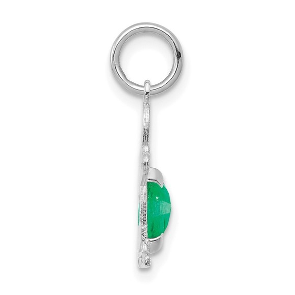 Million Charms 14K White Gold Boy 6x4 Oval Genuine Emerald-May